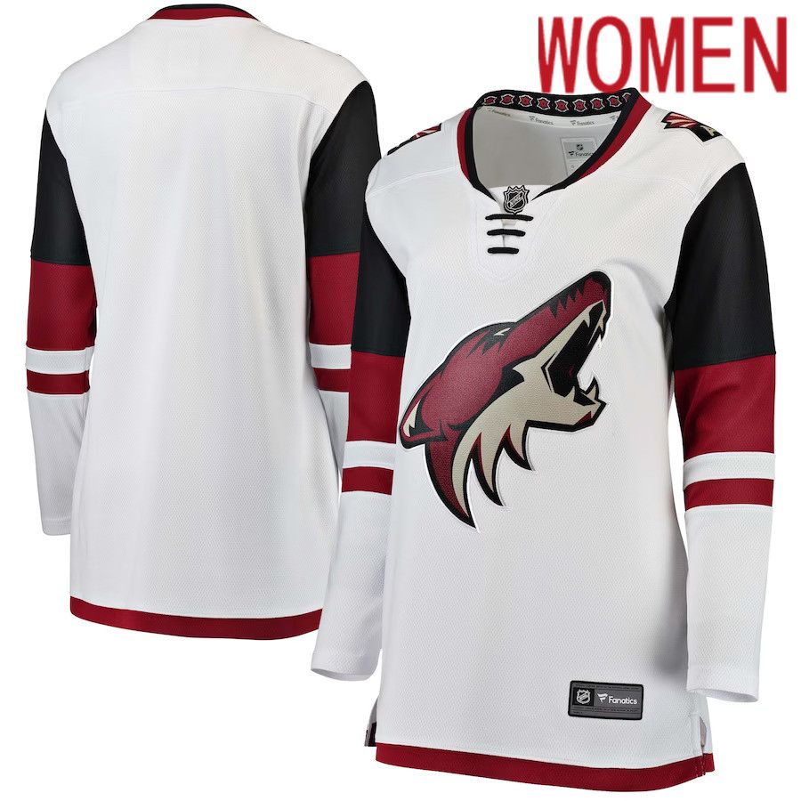 Women Arizona Coyotes Fanatics Branded White Away Breakaway NHL Jersey->women nhl jersey->Women Jersey